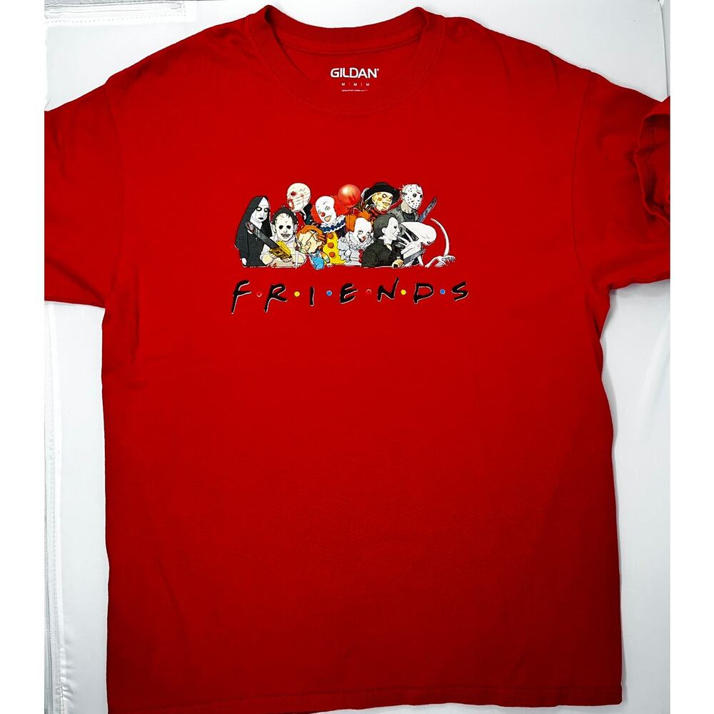 Horror Friends Red Gildan Men's Tshirt size M Pre-Owned in fair condition